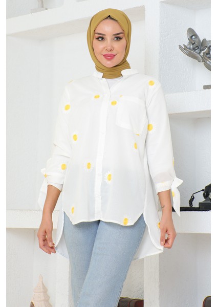 B Bsma Gömlek Beyaz - Sarı Puantiye 301