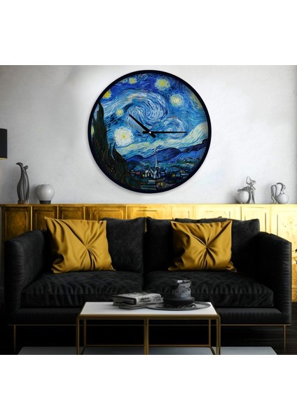 Vincent Van Gogh 40 cm The Starry Night Ahşap Duvar Saati