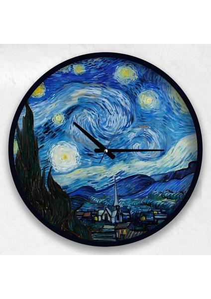 Vincent Van Gogh 40 cm The Starry Night Ahşap Duvar Saati modelleri