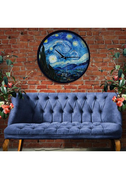 Vincent Van Gogh 40 cm The Starry Night Ahşap Duvar Saati fırsatları