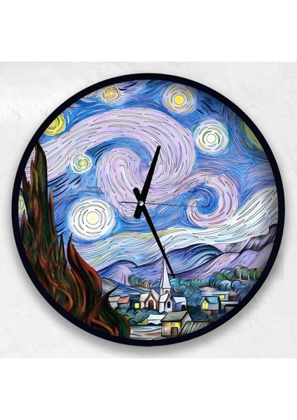 Van Gogh 40 cm The Starry Night Ahşap Duvar Saati modelleri