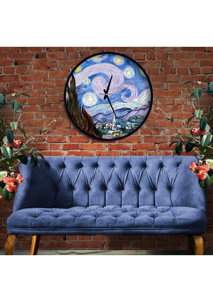 Van Gogh 40 cm The Starry Night Ahşap Duvar Saati fırsatları