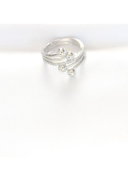 Topçuk Model Zirkon Taşlı Silver Renk Ayarlanabilir Yüzük - TJ-BYK3137