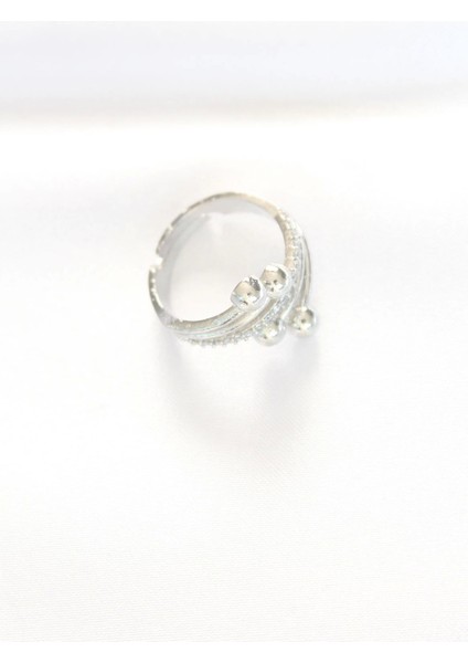 Topçuk Model Zirkon Taşlı Silver Renk Ayarlanabilir Yüzük - TJ-BYK3137