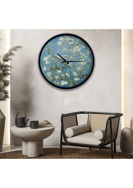 Almond Blossom 40 cm El Yapımı Ahşap Duvar Saati