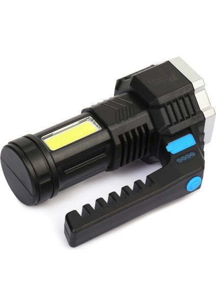 PS-3879 USB Şarj Göstergeli Şarj Edilebilir 7*xpe +Cob LED El Feneri