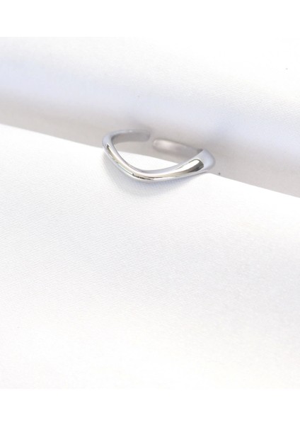 Yassı Silver Renk Ayarlanabilir Yüzük - TJ-BYK3100