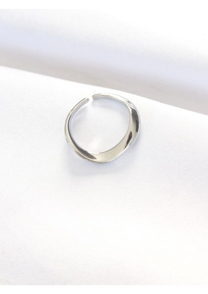 Yassı Silver Renk Ayarlanabilir Yüzük - TJ-BYK3100