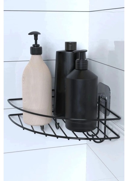 Yapışkanlı Banyo Köşeliği Kancalı Köşe Rafı Duş Şampuanlık Duvar Düzenleyici Organizer Raf