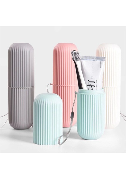 Seyahat Tipi Diş Fırçası Gözlük Makyaj Fırçası Için Çok Amaçlı Silindir Saklama Kutusu Ipli (4887)