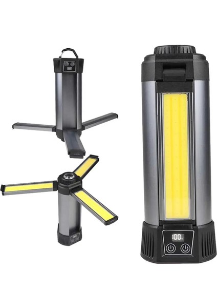 35 Watt USB - Type-C Girişli P50 ve Cob Ledli 3 Kanatlı Kollu Çalışma Lambası (4887)