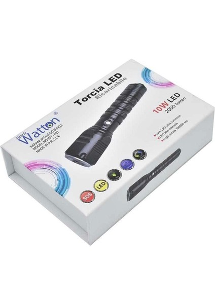 Şarjlı Pilli Zoomlu El Feneri Watton WT-087