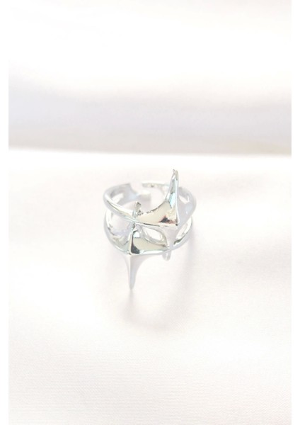 Yıldız Model Silver Renk Ayarlanabilir Yüzük - TJ-BYK3143