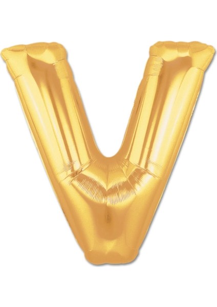 V Harf Folyo Balon Altın Renk 40 Inç (4887)