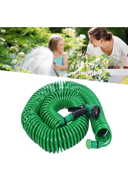 30 Metre Spiral Hortum + 4 Fonksiyonlu Özel Sulama Tabancası