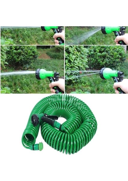 30 Metre Spiral Hortum + 4 Fonksiyonlu Özel Sulama Tabancası