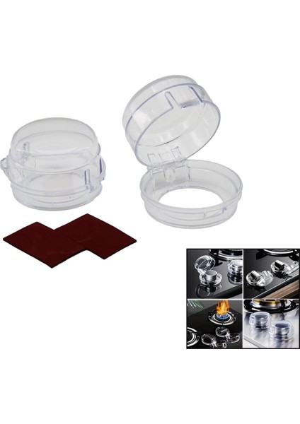 2 Pcs Ocak Düğme Koruyucu Kapak Mika Kristal (4887)