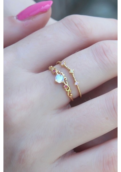 Gold Renk Zirkon Taşlı Taç Model Kadın Yüzük - TJ-BYK2665