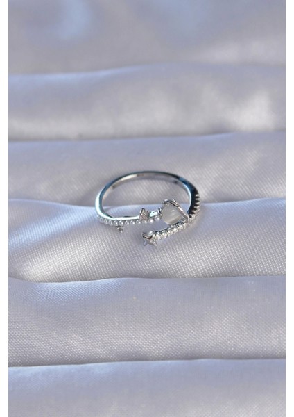 Pirinç Gümüş Renk Zirkon Taşlı Incili Satürn Model Ayarlanabilir Yüzük - TJ-BYK3222 fiyatları