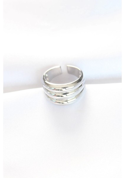 Silver Renk Ayarlanabilir Çizgili Bombe Yüzük - TJ-BYK3118 fiyatları