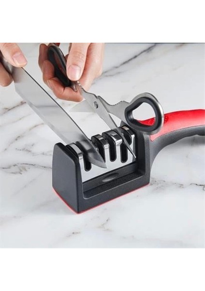 4 Aşamalı Kaymaz Tabanlı Hızlı Bıçak ve Makas Bileme Aracı - Keskin ve Pratik Kullanım modelleri