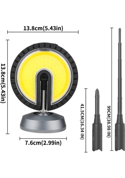 25 Watt USB - Type-C Girişli Cob Ledli Tek Yönlü 180 Derece Solar Çalışma Lambası (4887)