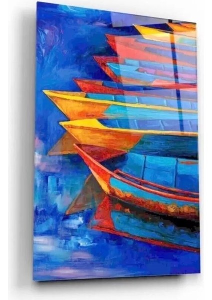 Kayıklar ve Deniz Manzarası Cam Tablo 50 x 70 cm fiyatları