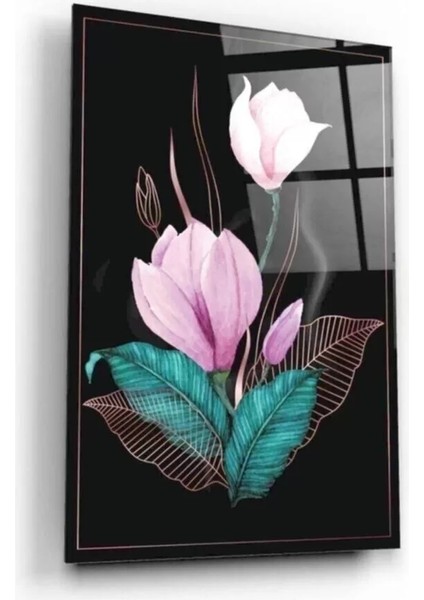 Pembe Çiçekler Cam Tablo 2 50 x 70 cm fiyatları