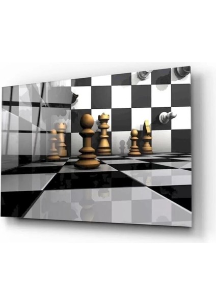 Satranç Taşları Cam Tablo 2 50 x 70 cm