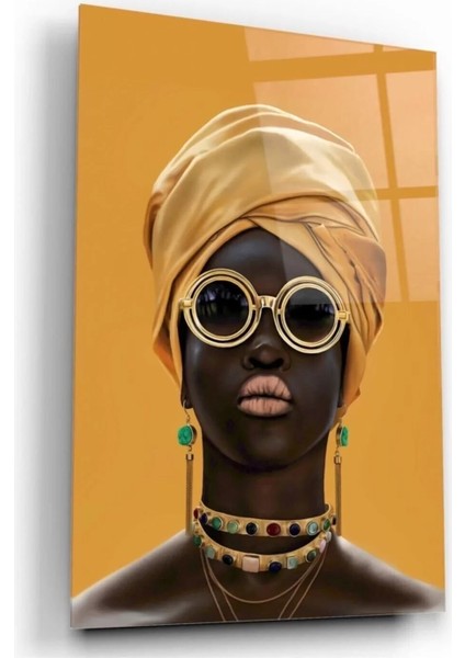 Afrikalı Kadın Cam Tablo