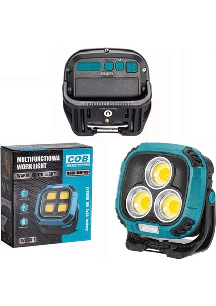 4000K - 7000K - Kırmızı 3 Cob Ledli 30 Watt Çok Fonksiyonlu Çalışma Lambası (Powerbank) (4887)