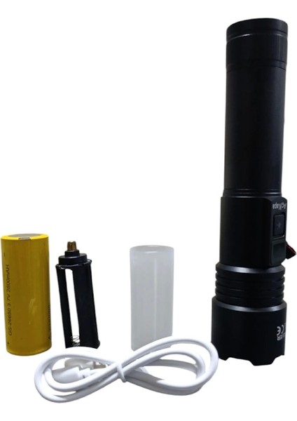 1300 Lümen Tg LED 2800 Mah Zoom Özellikli Şarj Edilebilir El Feneri SK3600