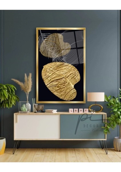 Gold Yapraklar Cam Tablo modelleri