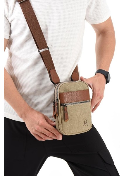 Kanvas Kumaş Telefon Çantası Erkek Postacı Çanta 20*12 cm Çapraz Askılı Omuz Çantası Mega Çanta