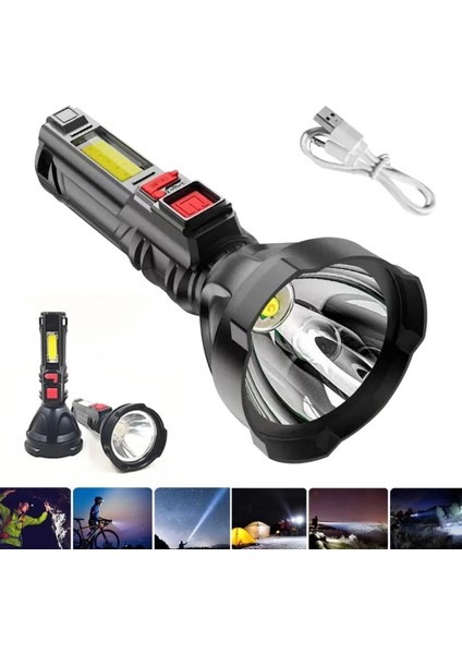 Çok Fonksiyonlu Şarjlı El Feneri USB Şarjlı HS31