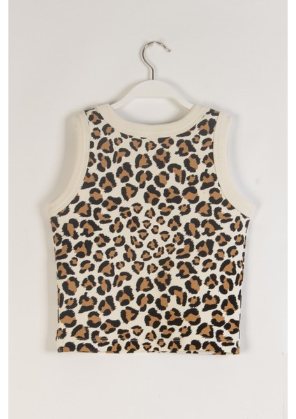 Kız Çocuk Loeopar Crop Kahve modelleri