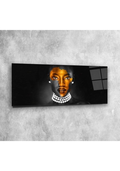 Afrikalı Kadın Panoramik Cam Tablo