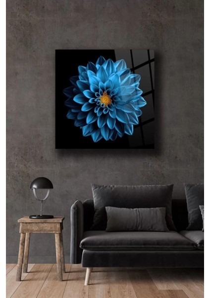 Mavi Lotus Cam Tablo Duvar Dekarasyonu