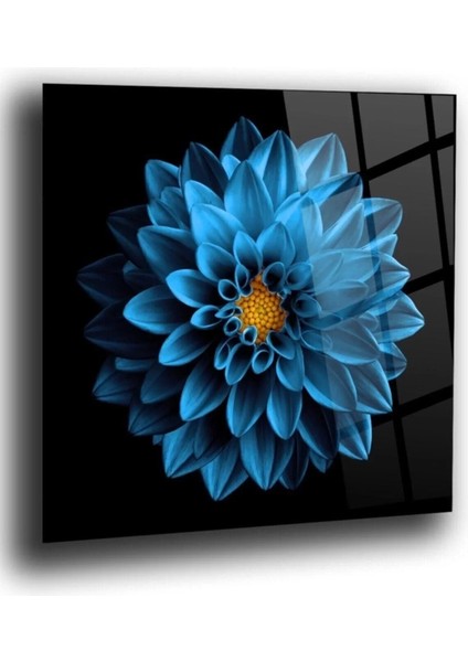 Mavi Lotus Cam Tablo Duvar Dekarasyonu