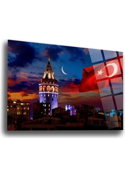 Istanbul Galata Cam Tablo Duvar Dekarasyonu