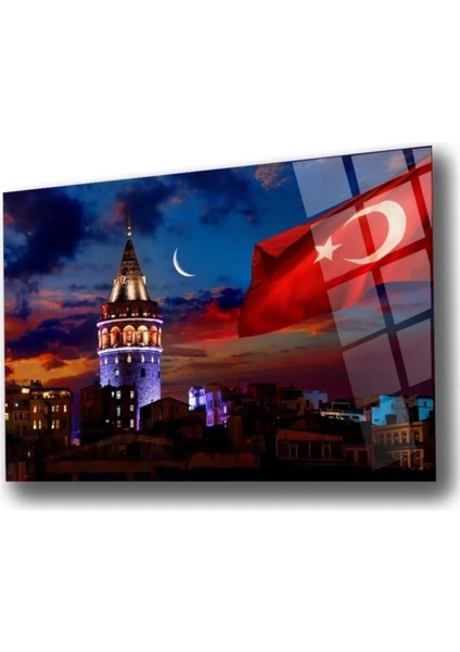 Istanbul Galata Cam Tablo Duvar Dekarasyonu