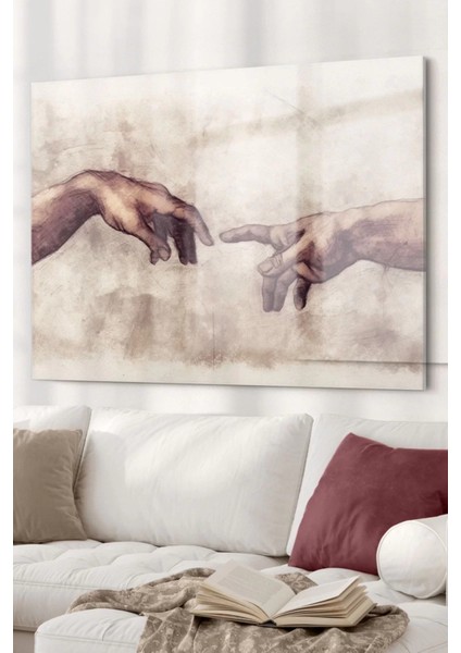 Michelangelo Tanrının Eli| Sanat Temalı Cam Tablo | 50 x 70 cm