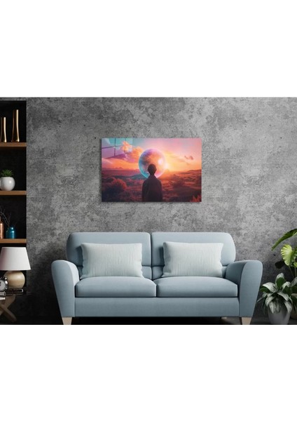 Yarının Sınırında Cam Tablo Hediyelik Büyük Tablo Ev Ofis Dekoru
