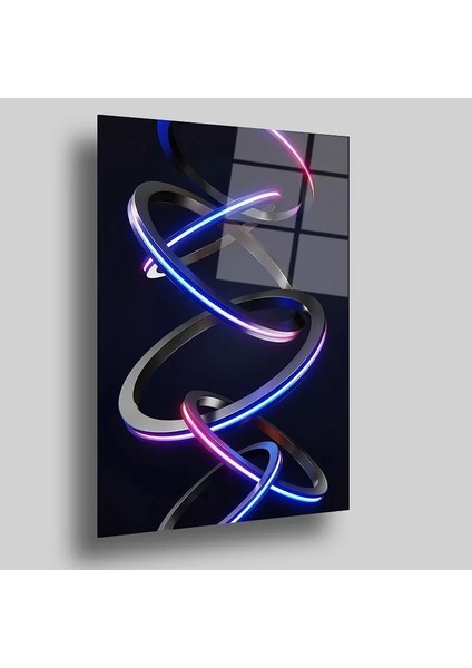 Neon Halkalar Cam Tablo