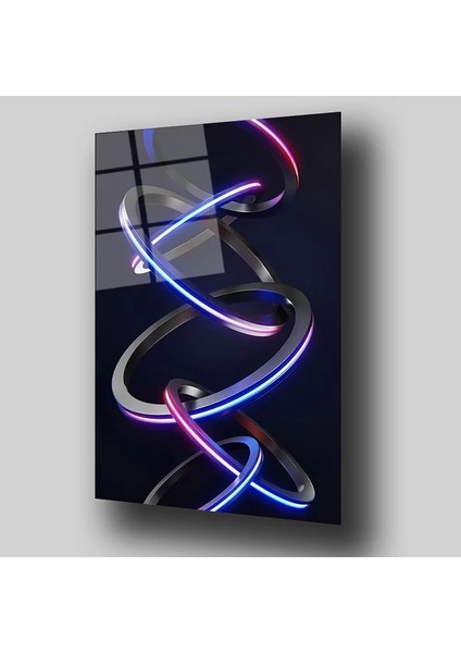 Neon Halkalar Cam Tablo
