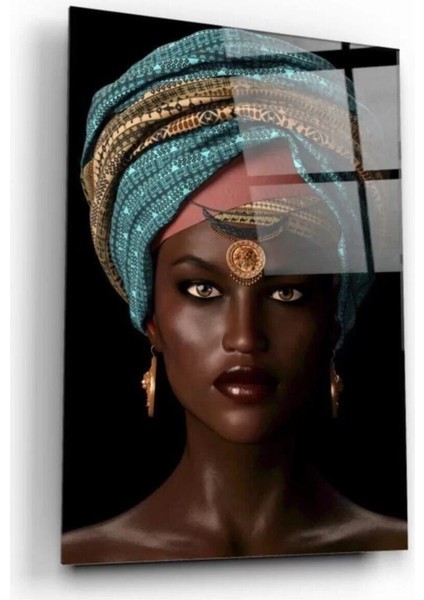 Afrikalı Kadın Cam Tablo