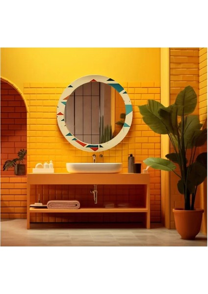 Dekorarif Desenli Yuvarlak Banyo-Salon Duvar Aynası 26