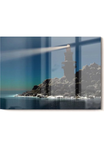 Deniz Feneri | Manzara Temalı Cam Tablo | 50 x 70 cm fırsatları