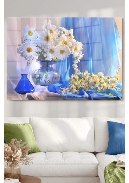 Vazo ve Papatya | Çiçek Temalı Cam Tablo | 50 x 70 cm fiyatları