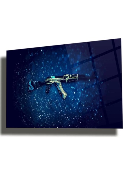Mavi Ak-47 Cam Tablo,duvar Dekarasyon Ürünleri fiyatları